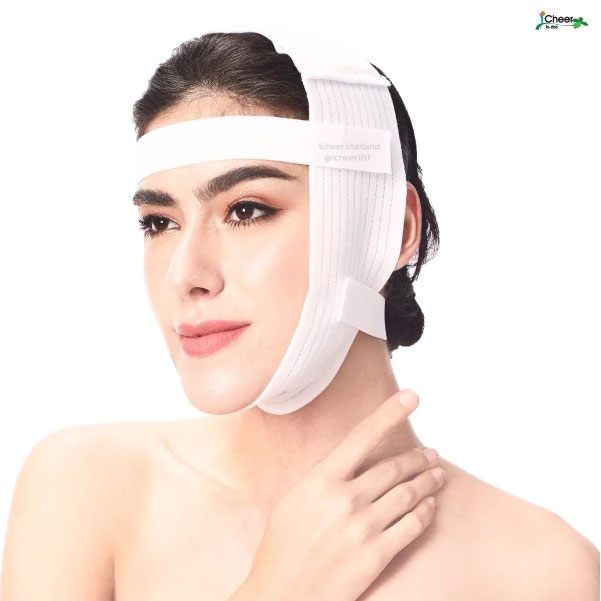 I cheer Face ผ้ารัดหน้าหลังการทำศัลยกรรม หรือดูดไขมันเหนียง ตัดกราม เหลาโหลกแก้ม ตัดไขมันกระพุงแก้ม ดึงหน้า
